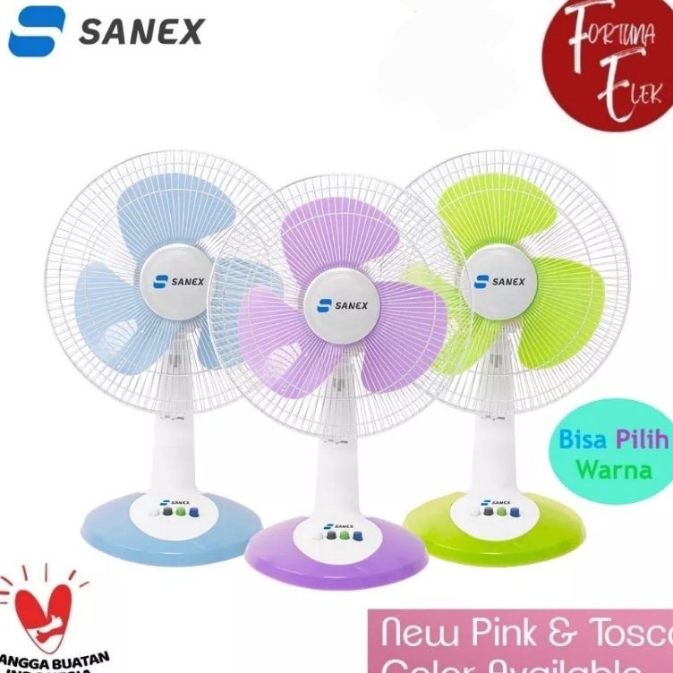 Hjs Sanex Desk Fan 12 inch Kipas meja SN 1287 1288 Warna Biru Ungu Hijau Pink Tosca  H