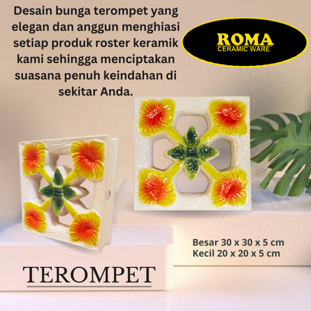 Roster Keramik Roma Terompet / Loster / Anti Tampias  / Lubang Angin ukuran 30x30 Cm