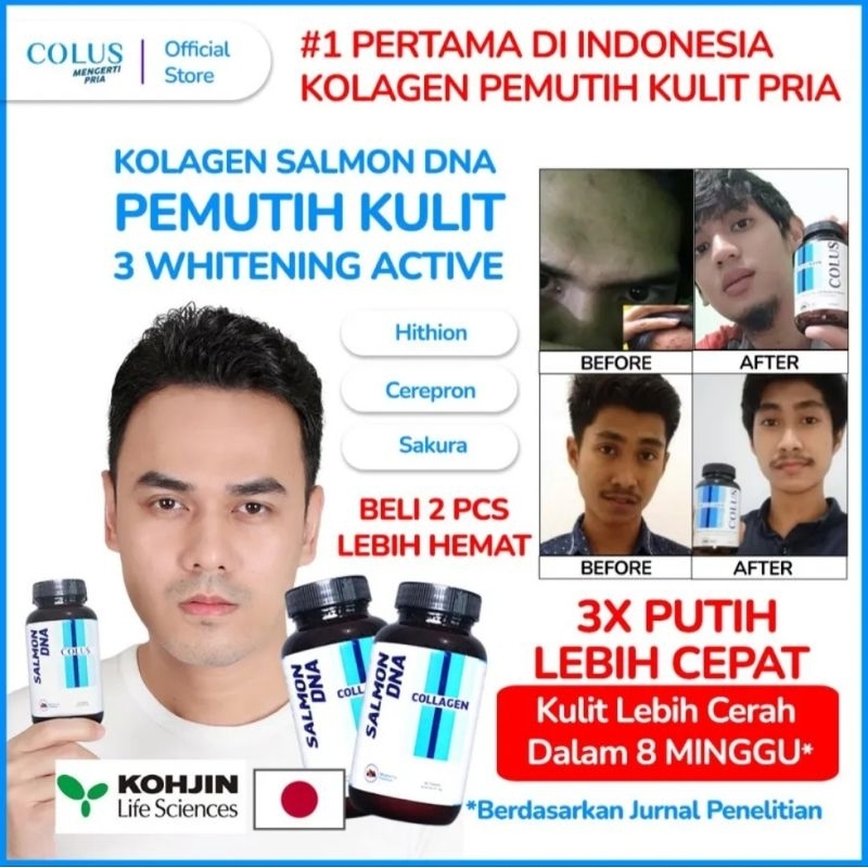 Salmon DNA Collagen Kolagen Pemutih Kulit Pria (30 Tablet)