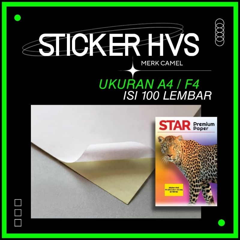 

100 LEMBAR | Sticker HVS Doff Camel Original ukuran A4 / F4 (label Star) | per pack isi 100 lbr