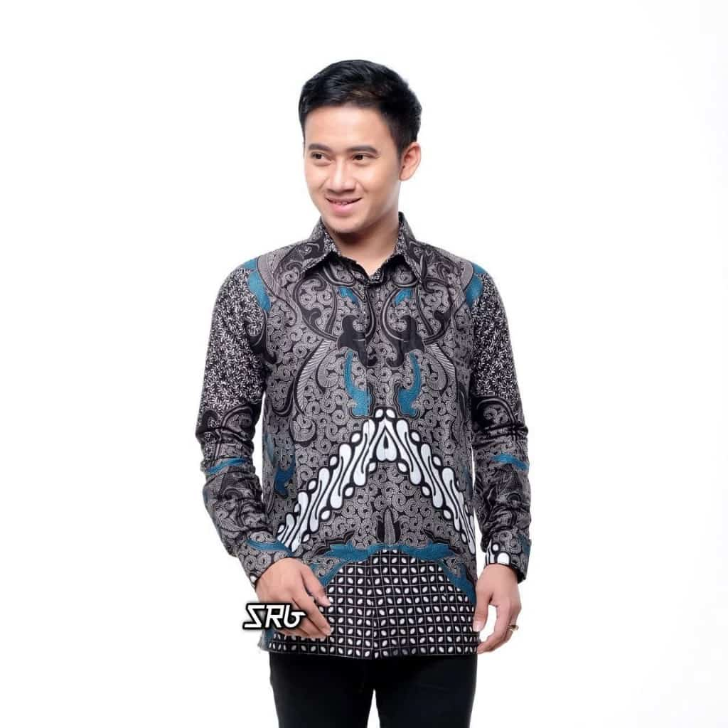 KEMEJA BATIK PRIA LENGAN PANJANG ABU - ABU // KEMEJA BATIK PRIA LENGAN PANJANG