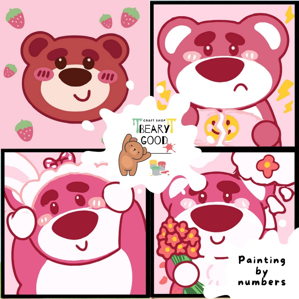 

[BearyGood] Lotso Canvas Painting by Number / Melukis Mewarnai Nomor/ Painting kit Anak