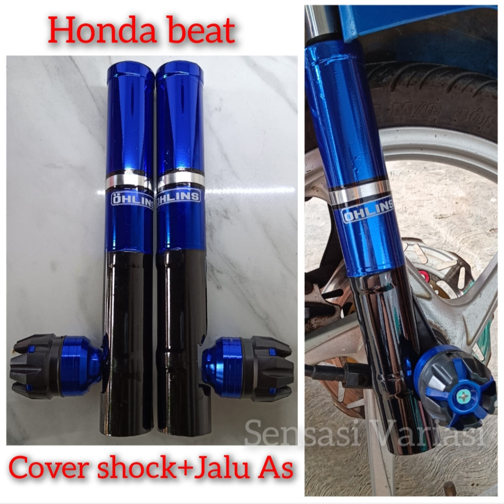 COVER SHOCK + JALU AS RODA DEPAN BIRU MOTOR HONDA BEAT KARBU BEAT FI BEAT POP BEAT STREET ALL SERIES