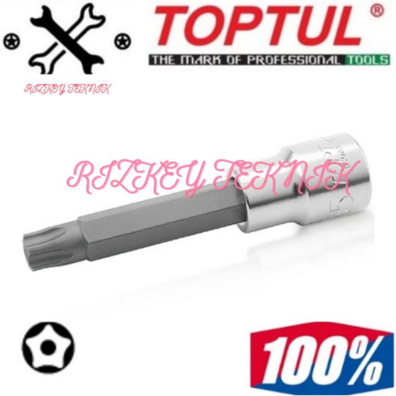 TOPTUL 1/2" DR Vvti Star Bit Socket T40 Shock Bintang 5 Lubang T40 panjang / pendek