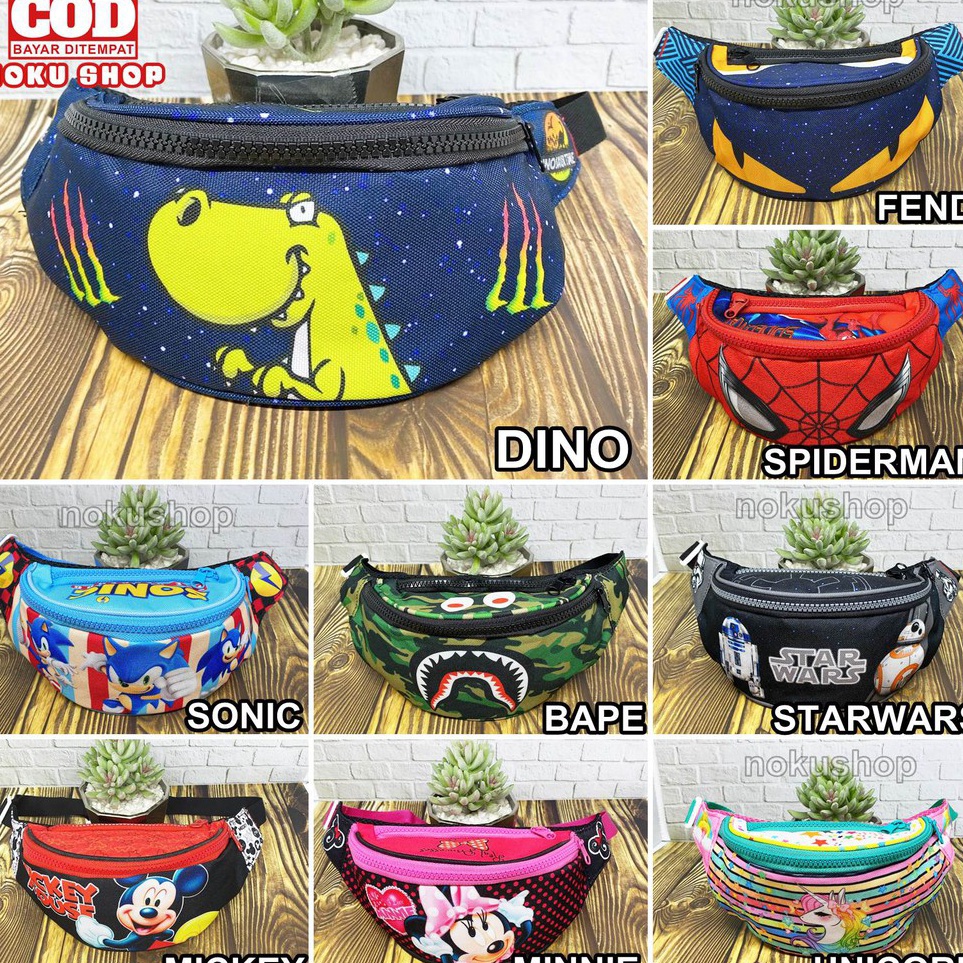 Baru TrxN3z3Y NOKU Tas Selempang Anak  Waistbag Karakter