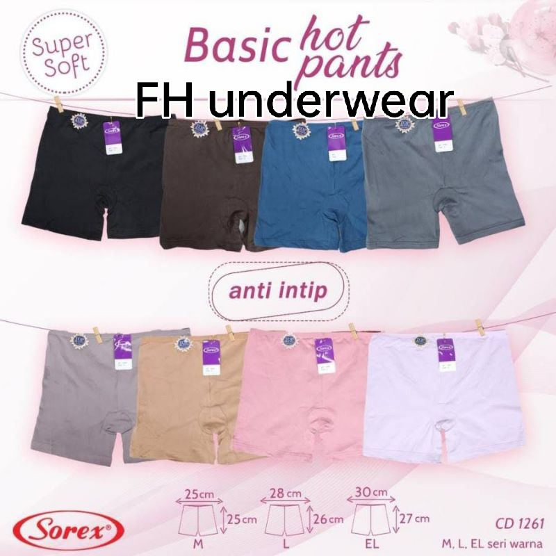 1 Lusin ( 12 buah ) Celana Short Pants Sorex 1261 Super Soft | Celana Short Wanita | Cd Basic |
