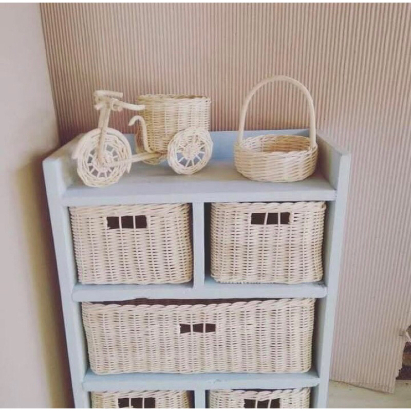 keranjang rotan persegi panjang besar jumbo laci penyimpanan barang wadah baju