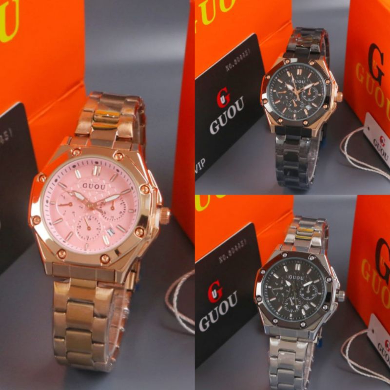 jam tangan wanita GUOU terbaru stainless cod