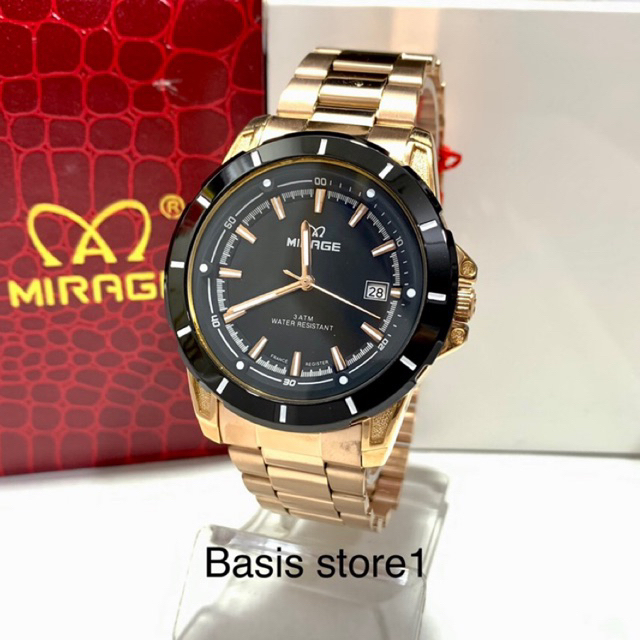 Mirage 8713 Original Jam Tangan Pria Tahan Air Tanggal Aktif Rosegold