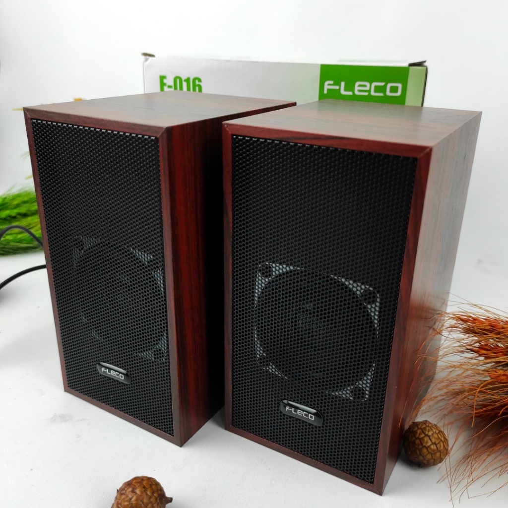 Speaker Kayu Komputer Mini Sound Speaker Komputer Fleco F-016