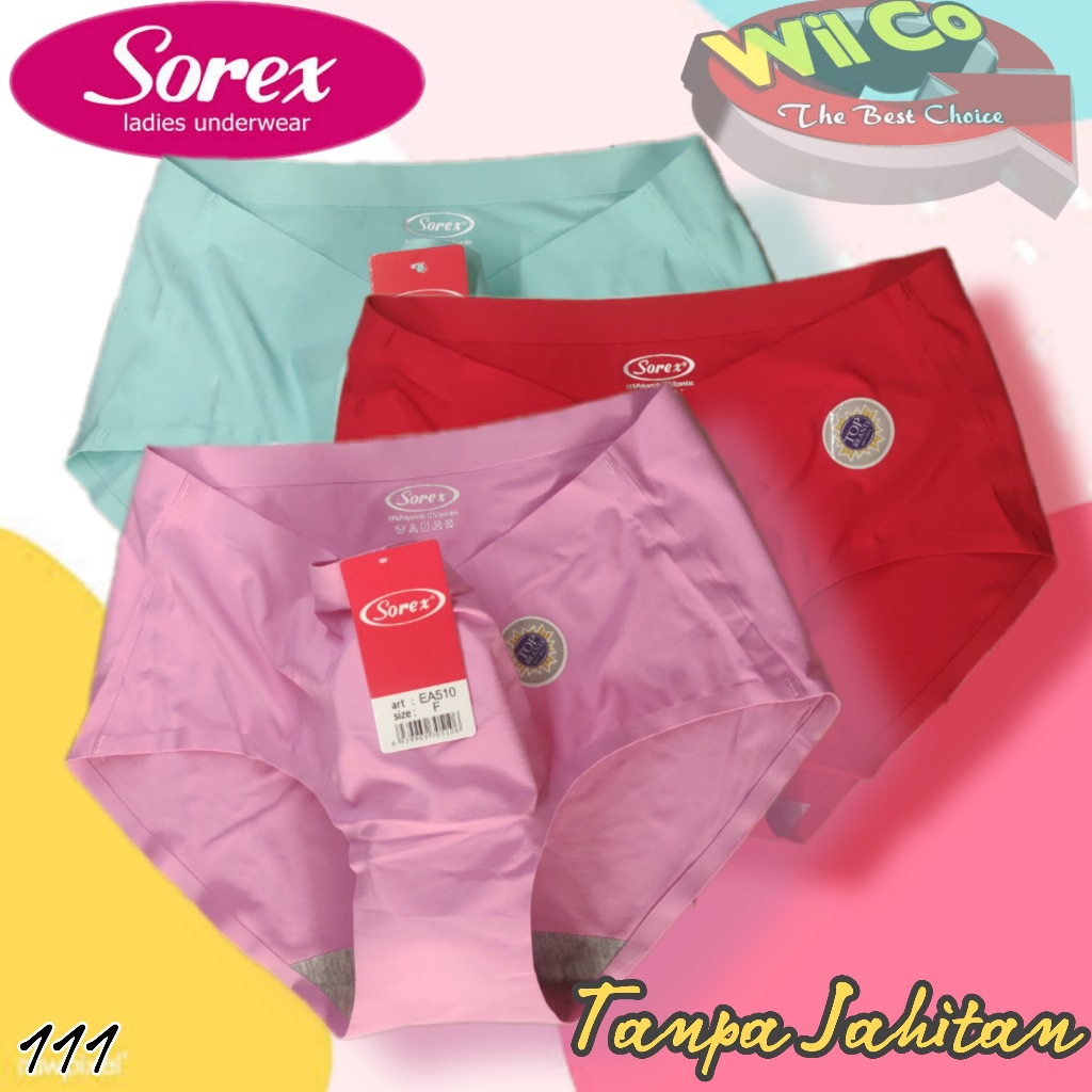 K111 (3 Pcs) Sorex Seamless Celana Dalam Wanita Dewasa Seamless Size M/L -  XL/XXL