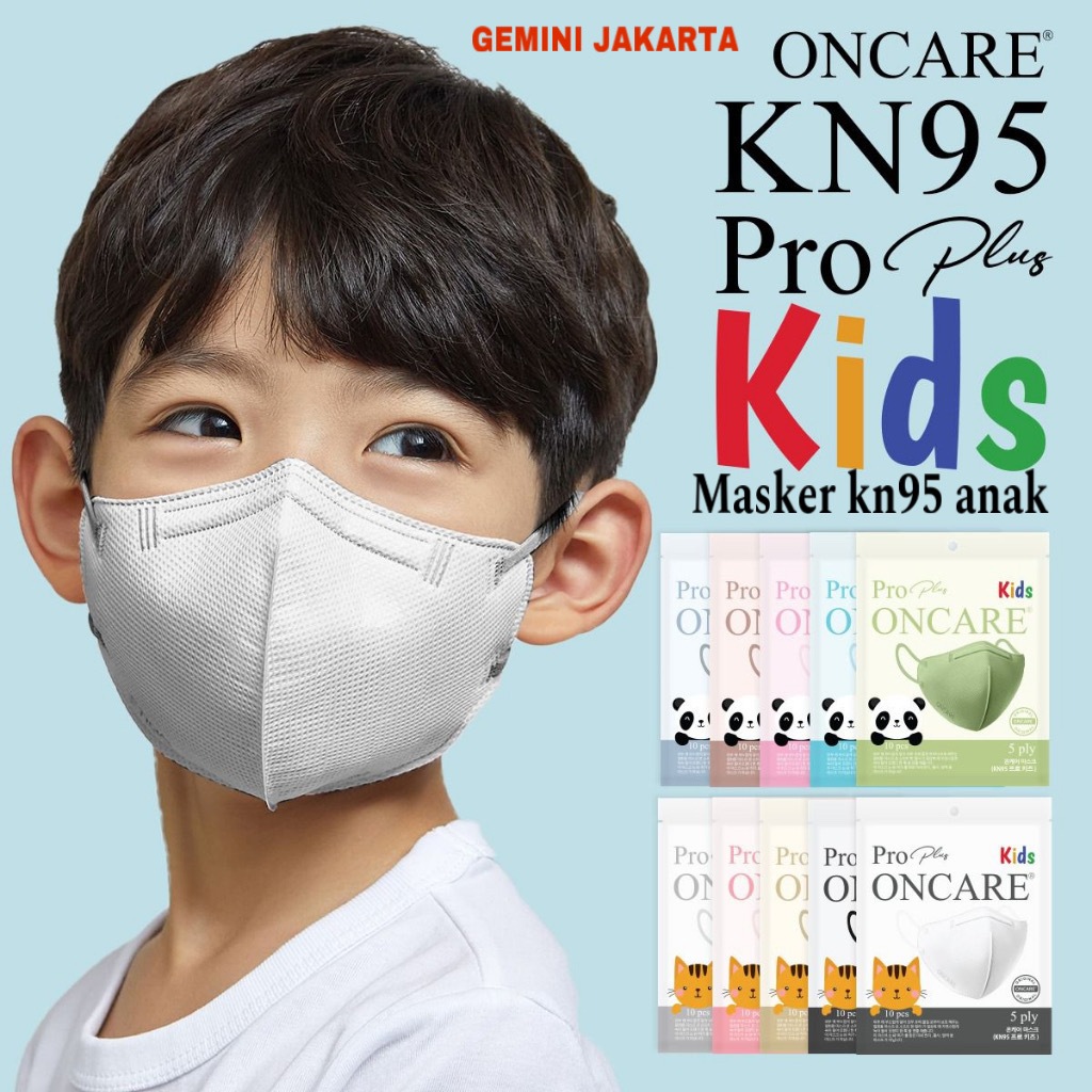 Masker KN95 Anak Pro Plus Warna Warni 5 ply isi 10 pcs