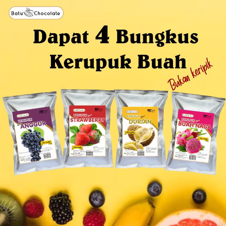 

Top Produk Batu chocolate Paket Kerupuk Buah Isi 4 pcs Varian Mix Oleh Oleh Khas Malang Batu 6T