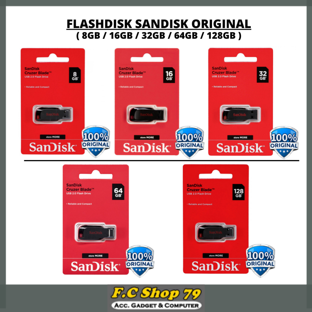"SANDISK" ORIGINAL USB FLASHDISK FLASH DISK FLESDISK 8GB 16GB 32GB 64GB 128GB MODEL CRUIZER BLADE SU
