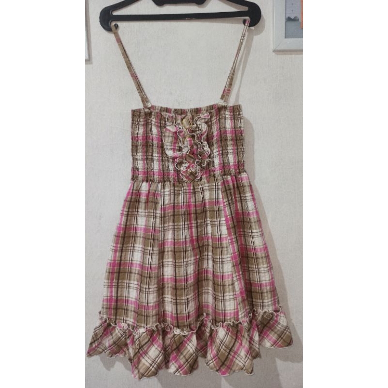 Dress Kotak smoke Pink