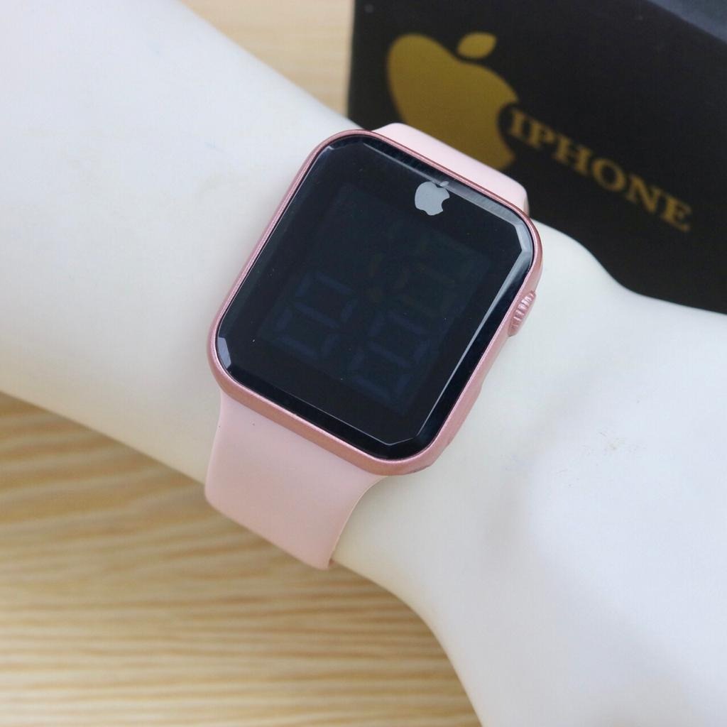 JAM TANGAN WANITA IPHON3 RUBBER DIGITAL DIAMETER 4CM (BISA COD)