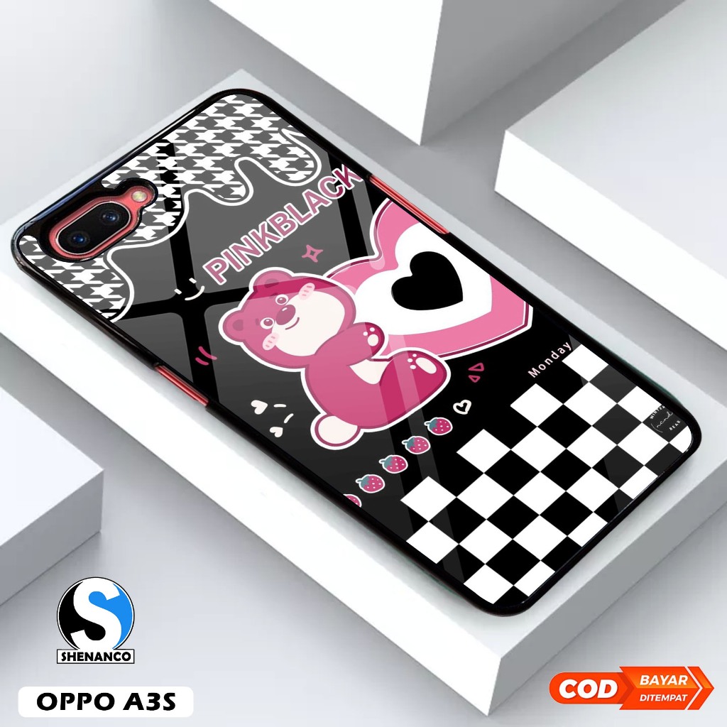 [COD]Case OPPO A3S A5S A7 A12 Casing Hp Cartoon Pink Black Aesthetic Gambar Wallpaper Custom Desain 