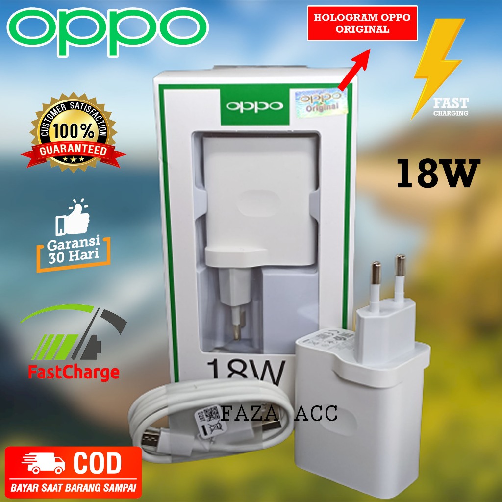 CHARGER OPPO ORIGINAL ASLI PREMIUM HIGH QUALITY 18 WATT FAST CHARGING MICRO USB/TYPE C/TEPSI/ BAWAAN