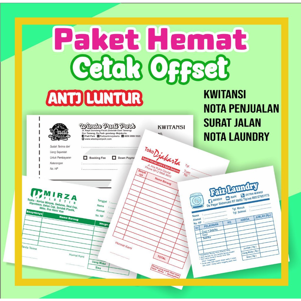 

CETAK NOTA / BON / KWITANSI 1 RIM 1 PLY - 2 PLY