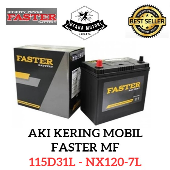 FASTER Aki Kering Mobil MF 115D31L NX120-7L 12V 95Ah Innova Pajero Fe