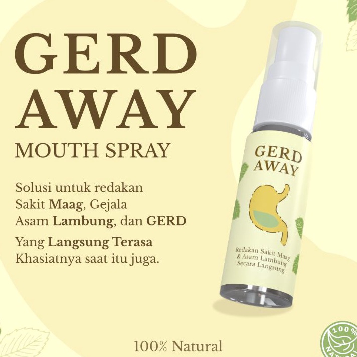 

NTMZ1332 XC26619 GERD AWAY Mouth Spray Obat Herbal Lambung Sakit Maag 1 Natural Redakan Asam Lambung Secara Langsung by Hegar Natural