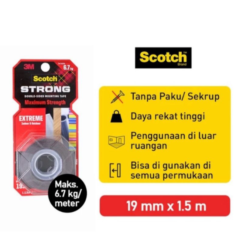 

3M Scotch Double Tape VHB 19mm x1.5m 414-S19 Strong Extreme Outdoor Mounting Tape Permanent