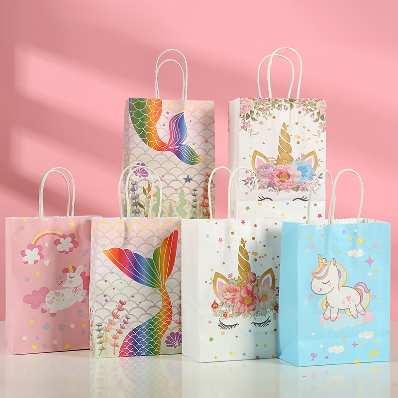

Paperbag UNICORN MERMAID LITTLE PONNY goodie bag ultah anak cute / tempat snack hadiah