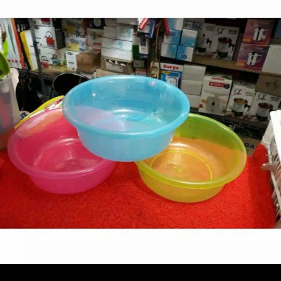 Baskom Bulat - Besek - Baskom Plastik Transparan 10 inch KMP MUTIARA