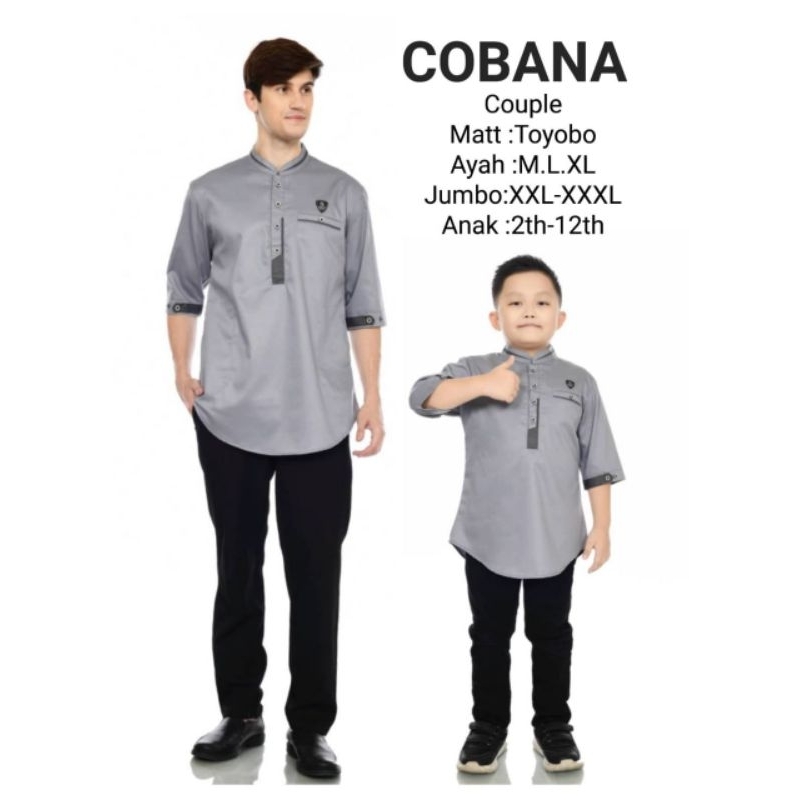 baju Koko kurta couple ayah dan anak warna abu-koko warna grey silver