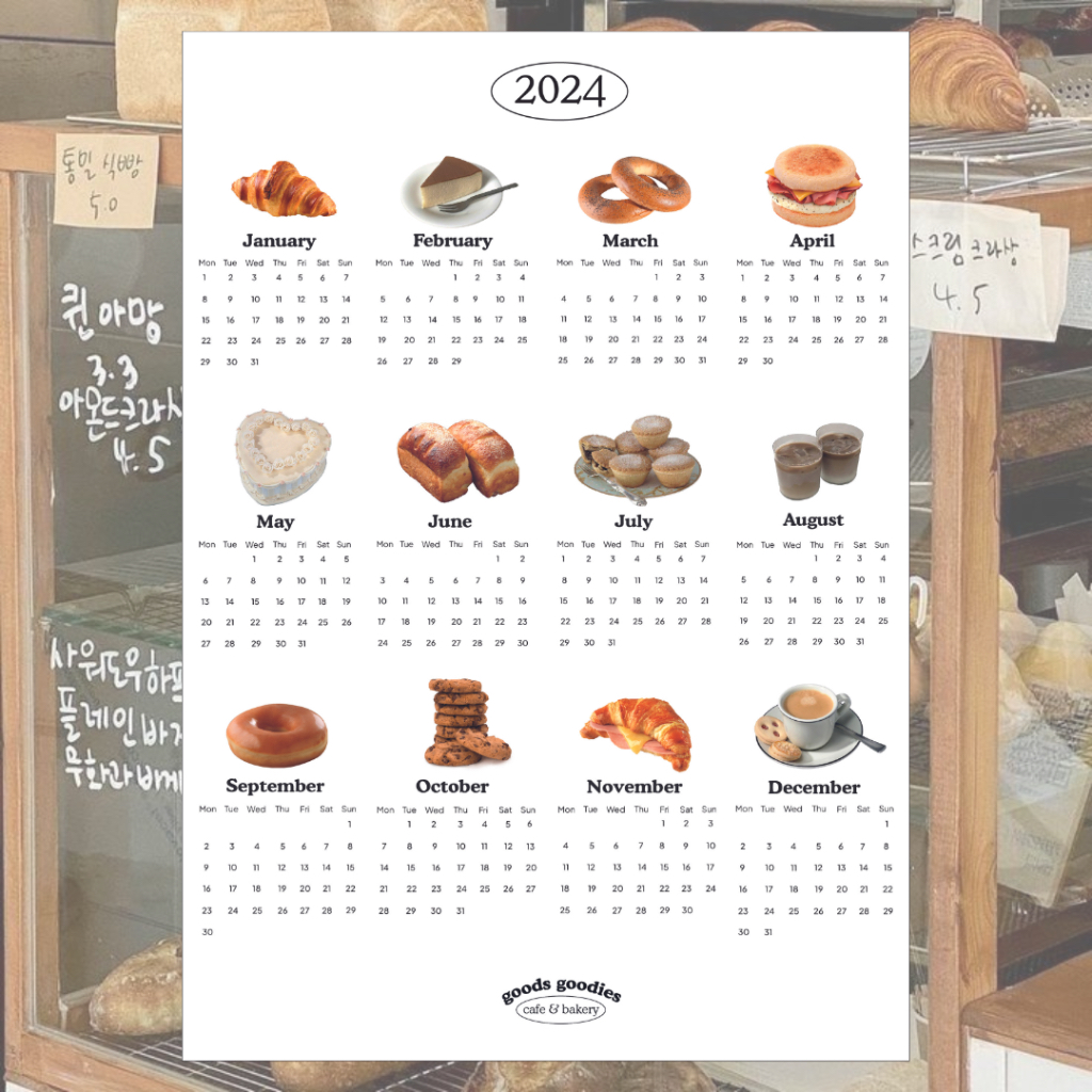 

goodsgoodies Kalender Dinding 2025 Aesthetic Korean Cafe Inspired / Wall Calendar 2025 / Kalender Dinding Dekorasi Kamar