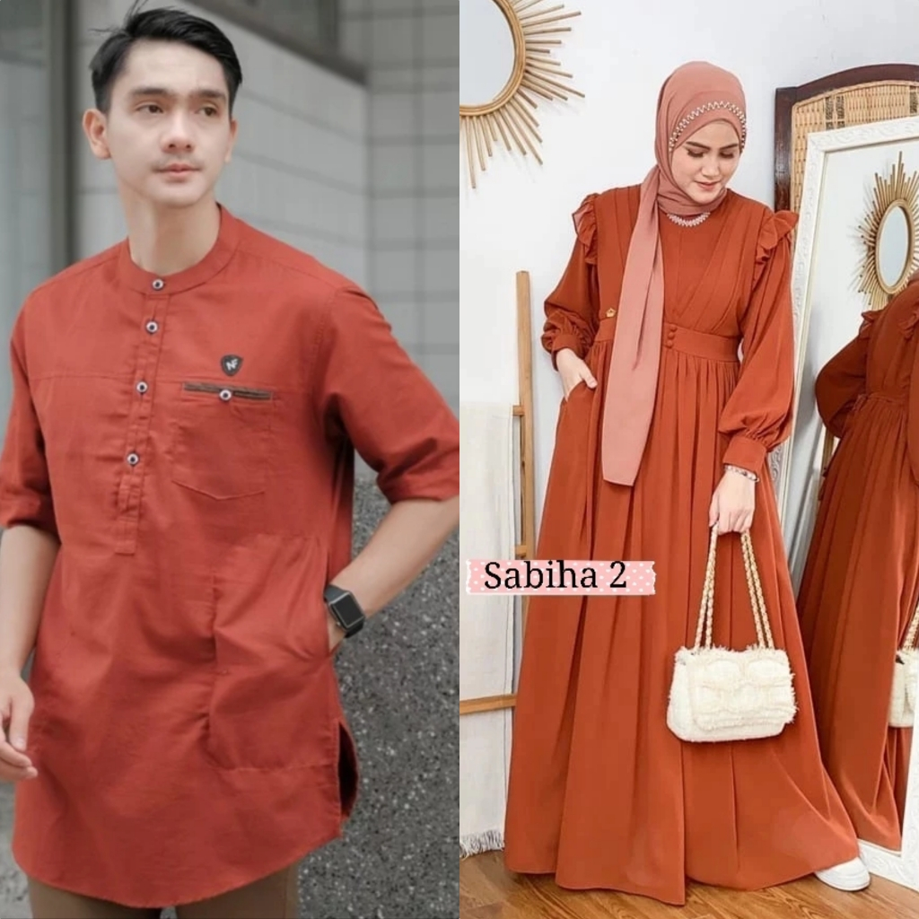 FAIZ COUPLE / GAMIS DRESS BAJU KEMEJA KOKO KURTA LEBARAN COUPLE PASANGAN AYAH IBU SUAMI ISTRI JUMBO 