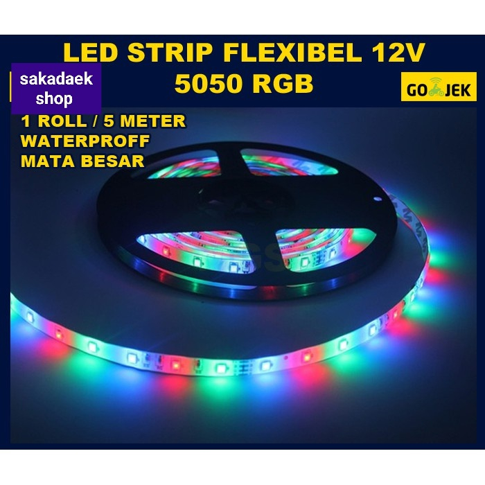 LAMPU LED STRIP RUNNING RGB 5 METER MOBIL BIS TRUK SMD 5050 12VOLT & 24VOLT IP65 WATERPROOF