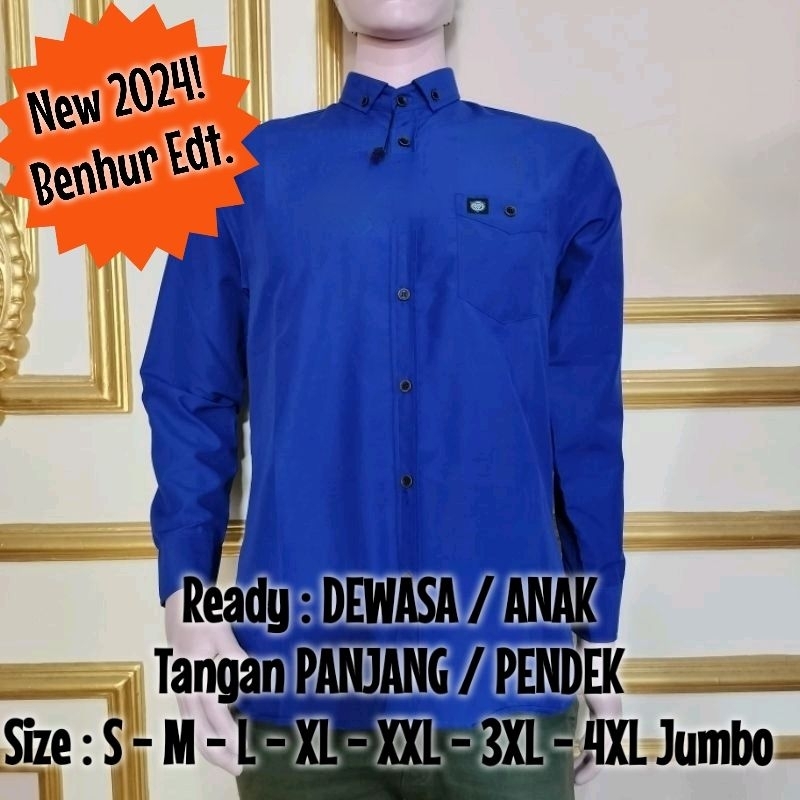 BAJU KEMEJA KOKO DEWASA AYAH ANAK KERAH POLOS LENGAN TANGAN PANJANG PENDEK BiMo WARNA BIRU BLUE BENH