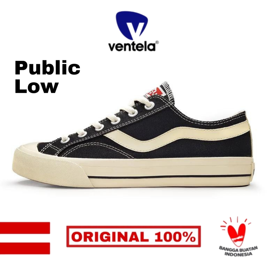 Vantela Public Low Black White & Black Natural Original 100%