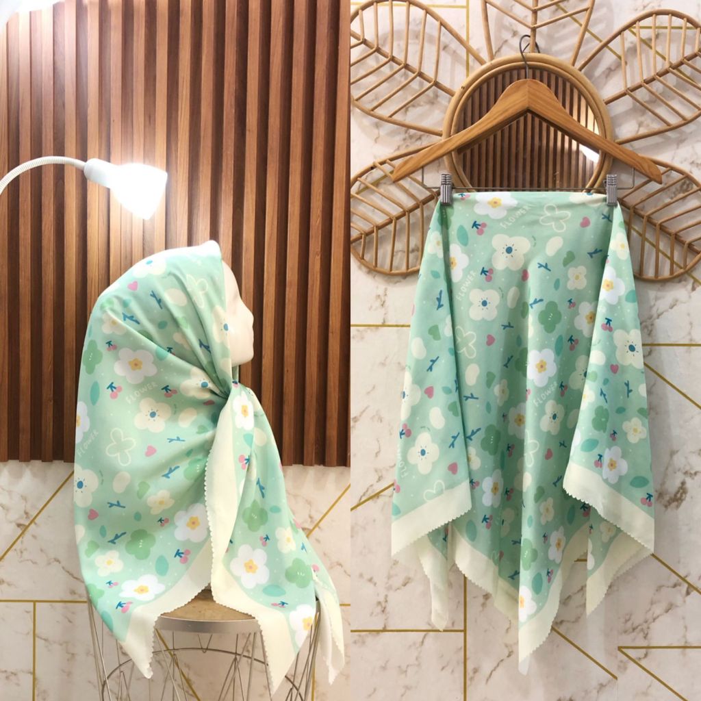 HIJAB SEGIEMPAT WARNA SAGE TERBARU KERUDUNG MOTIF WARNA SAGE
