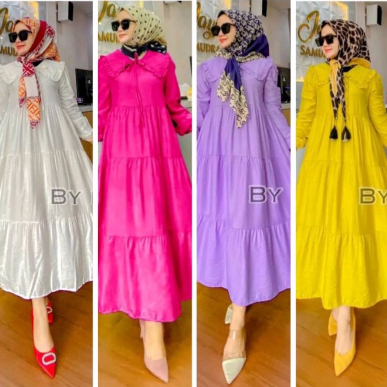 Terbaru NAOMI Tunik wanita terbaru jumbo rayon import premium polos motif Midi dress muslim korea Lo