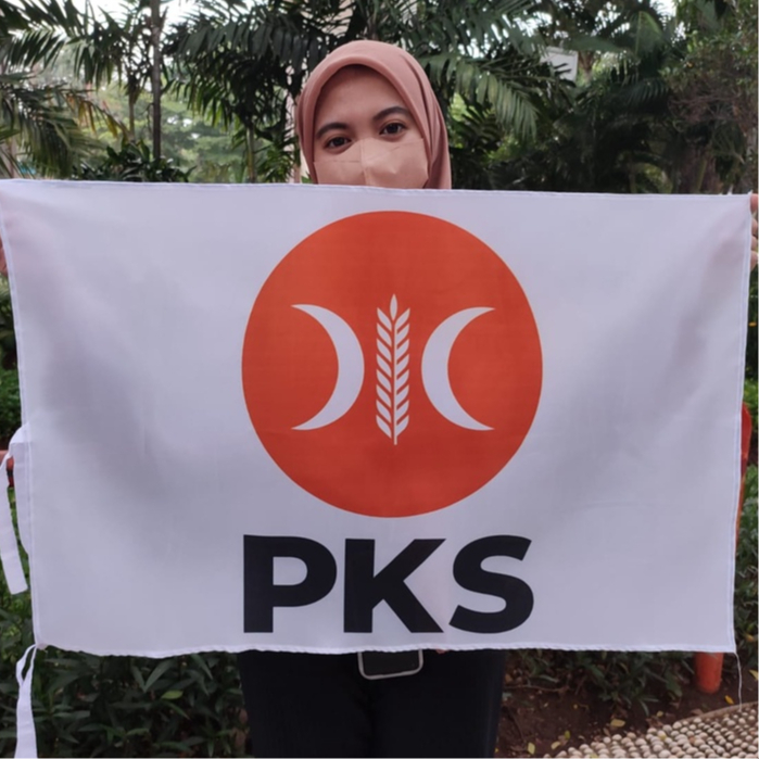 Bendera Logo Partai PKS (Partai Keadilan Sejahtera) / Cetak Bendera Motif Logo Partai PKS Printing /
