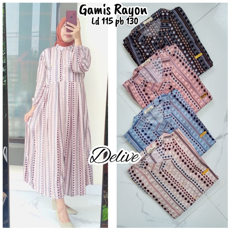 Gamis Rayon motif etnik//Gamis Rayon motif//Gamis rayon