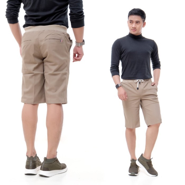Celana Chinos Pendek Pria Bawahan Cinos Pinggang Karet