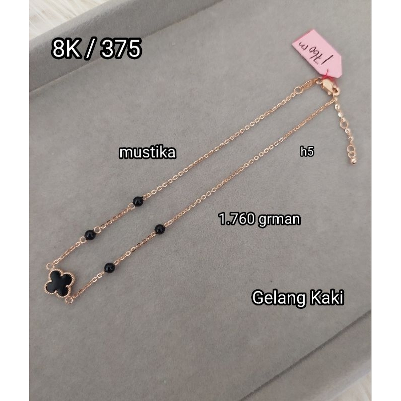 Gelang kaki model clover hitam 8K / 375