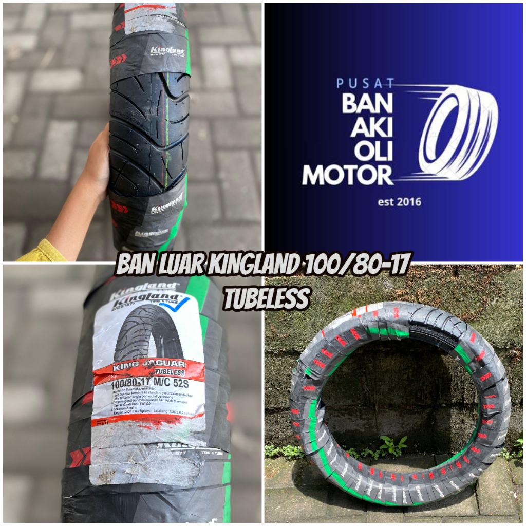 BAN LUAR BEBEK KINGLAND 100/80-17 TUBELESS || BAN LUAR MOTOR RING 17 KINGLAND 100/80-17 TUBELESS