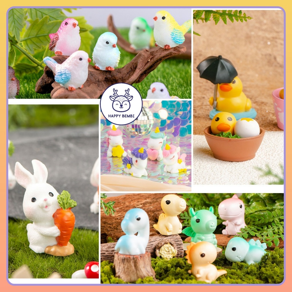 Topper Miniatur Kue Cake Binatang Hewan / Hiasan Kue Tart Dekorasi Topping Kue Boneka Patung Mainan 