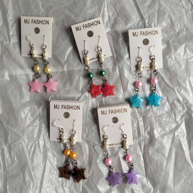 Anting juntai mutiara bintang kait plastik
