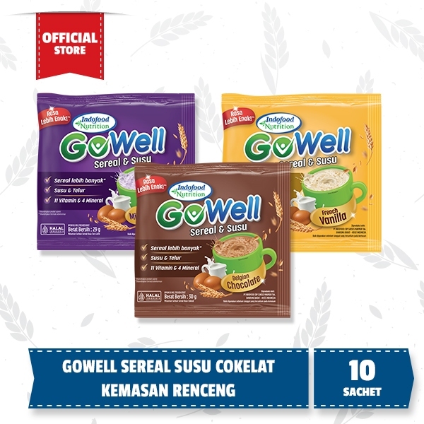 

Indofood Go Well / Gowell Sereal & Susu RENCENG Isi 10 x 30gr