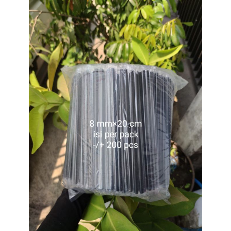 Sedotan Hitam Steril / Sedotan Hitam Runcing 8mm