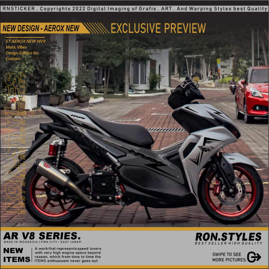 V8 Cutting Sticker Striping Variasi Aerox New NVX Stiker Aerox New 155 Striping NVX Aerox Striping V