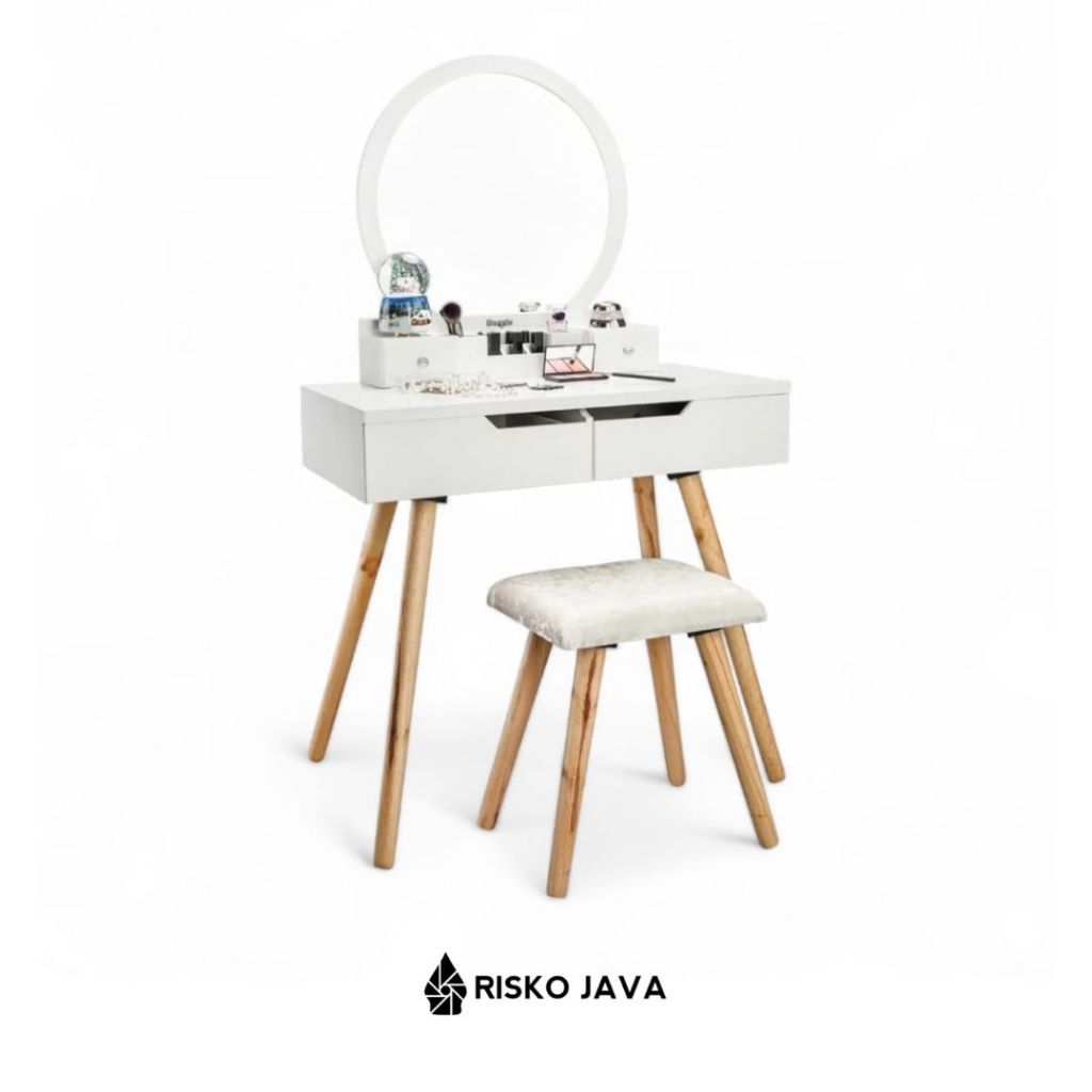 Meja Rias Kayu Jati / Meja Rias Minimalis Modern / Meja Rias + Kursi Minimalis | JORGINHO