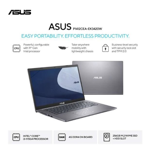 ASUS P1412CEA ID EK3420W i3 1115G4 4GB 256SSD 14"FHD W11 GREY