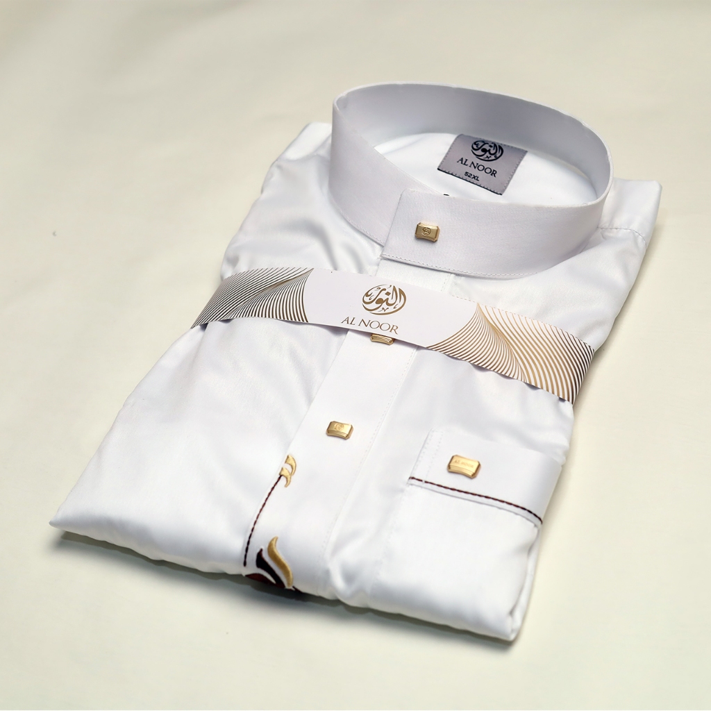 GAMIS AL NOOR DEWASA BORDIR PUTIH | Gamis Pria | Gamis Saudi | Jubah Pria Muslim