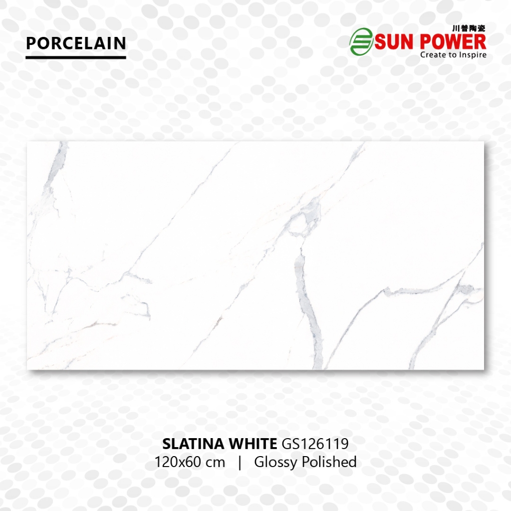 Granit Lantai Glossy Polished - Slatina White 120x60 | Sun Power
